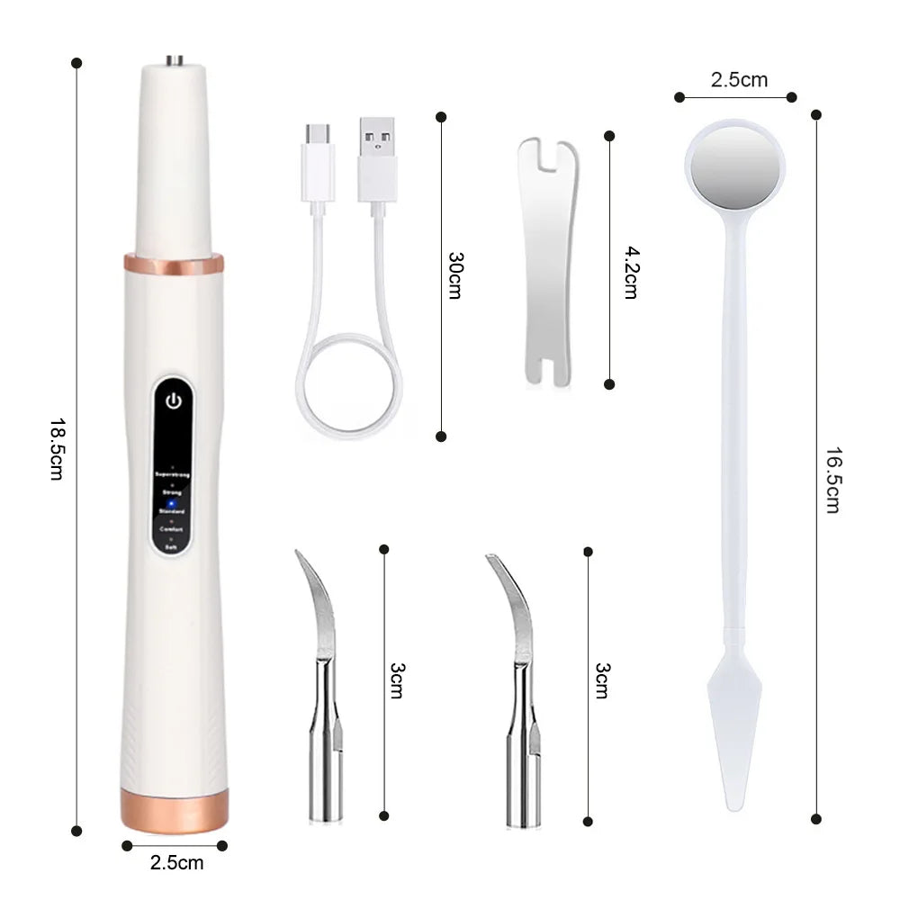 Dental Scaler Ultrasonic Tooth Cleaner Stone Removal Electric Sonic Plaque Remover for Teeth Stain Tartar Calculus Whitening