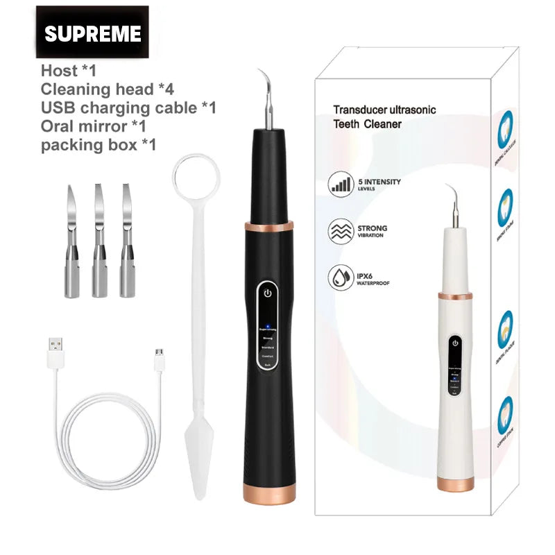 Dental Scaler Ultrasonic Tooth Cleaner Stone Removal Electric Sonic Plaque Remover for Teeth Stain Tartar Calculus Whitening