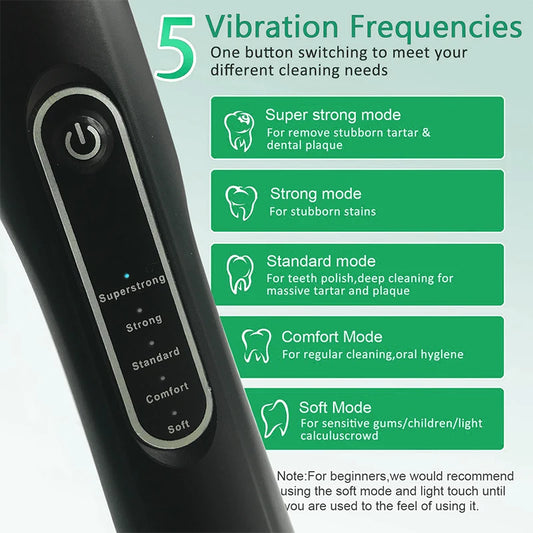Dental Scaler Ultrasonic Tooth Cleaner Stone Removal Electric Sonic Plaque Remover for Teeth Stain Tartar Calculus Whitening